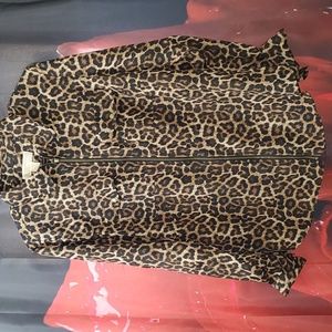 Michael Kors Long sleeve Cheetah print blouse collar shirt